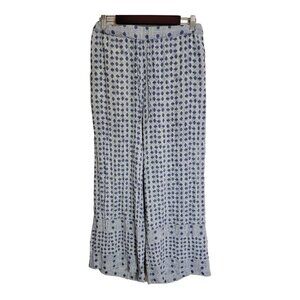 H&M Palazzo Pants Blue And White Geometric Pattern Size 12